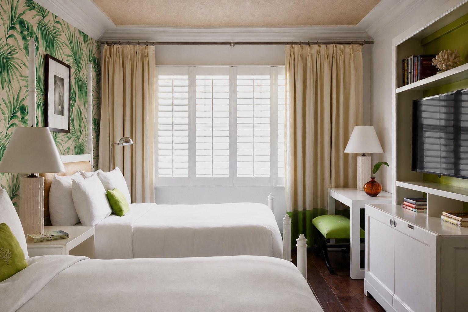 The Betsy Hotel — Classic Double room with plantation shutters and media wall
