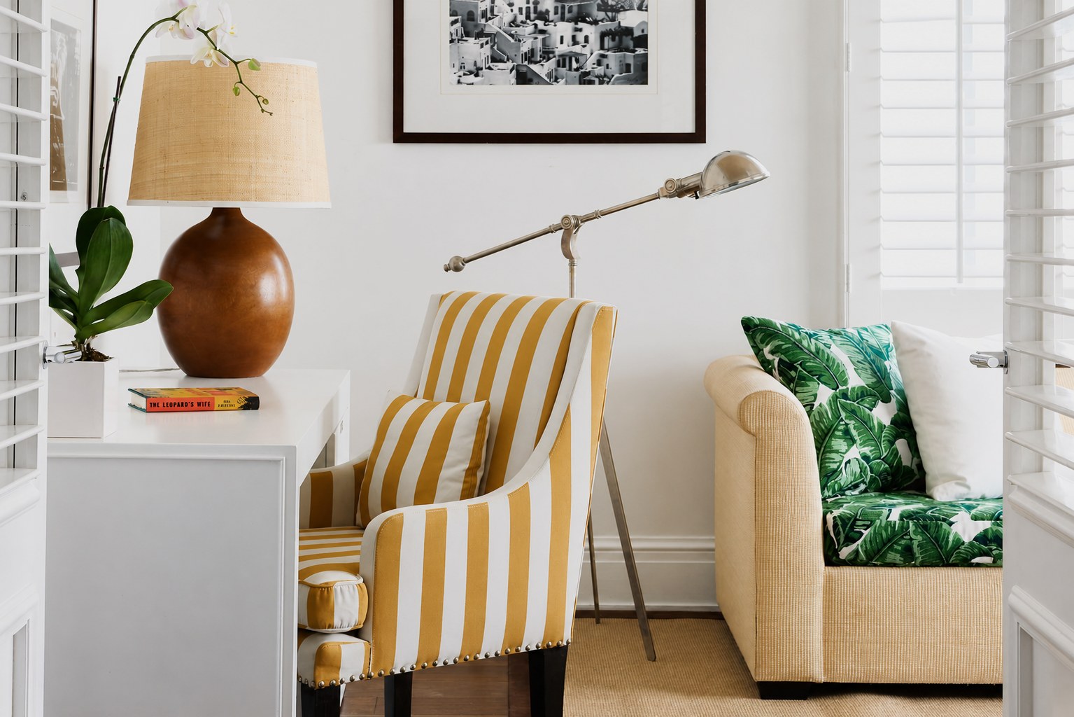 The Betsy Hotel — Classic King Suite with a king bed and palm-leaf wallpaper