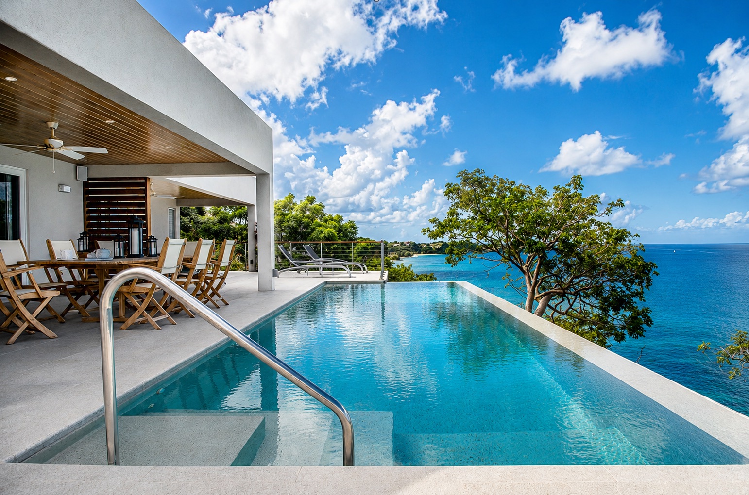 Laluna Ville — the infinity pool and terrace overlooking the Caribbean, Grenada